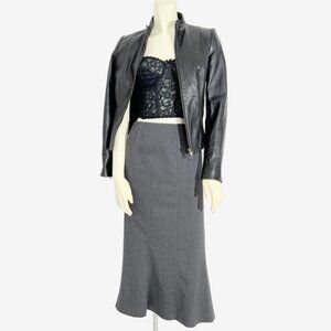 Vintage Charcoal Grey Wool Skirt by Jones New York / Made in Canada / size Small